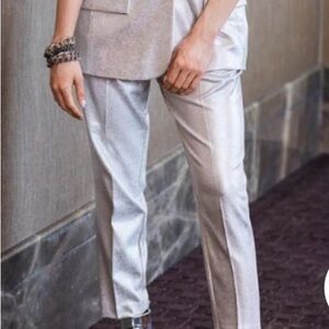 Zara Cream Metallic Gold Dress Pants
